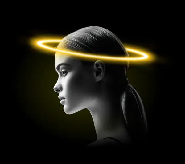 Woman with glowing halo
